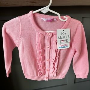 NEW! with tags, Ruffle Butts Button Cardigan, Pink, Baby 12-18M